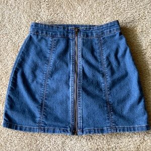 denim zipper skirt